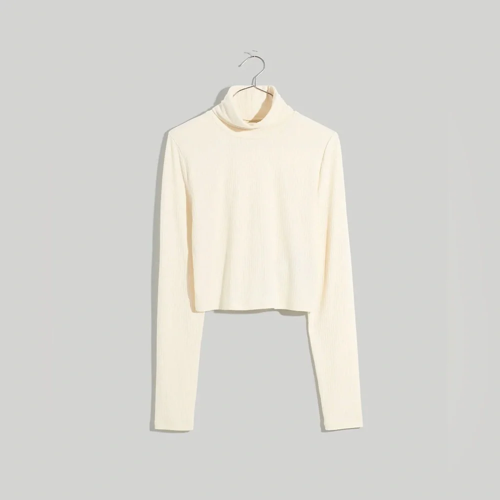 J Crew Ribbed Supercrop Turtleneck Top NK670